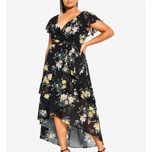 City Chic Plus Size Flirty Tier Print Maxi